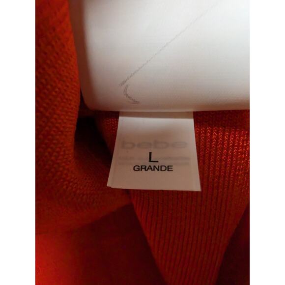 NWT Bebe Womens L Bandage Pencil Skirt High Rise Knit Coral Red Orange Bodycon - Picture 7 of 9